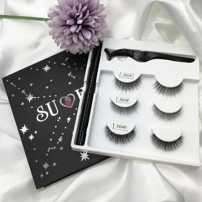 China Self-adhesive magnet eyelash did not set adhesive liner and streaks set eyeliner streaks for sale