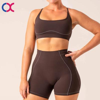 China Breathable Fashion High Waist Plus Size Fitness Set Sports Suit Yoga Set Solid Color Two-PCs For Women for sale