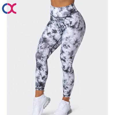 China New Breathable Butt Lift Tie Dye Pants Women Sports Workout Running Yoga Legging Gym Fitness Sporty Knotted Dyed Gaiters for sale