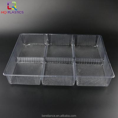 China Disposable Plastic Food 6 Compartments Cookie Blister Packaging Tray for sale