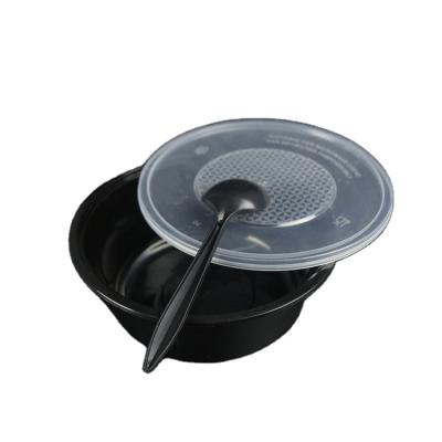 China Popular Black Plastic PP Bento Box For Soup Salad Packaging for sale