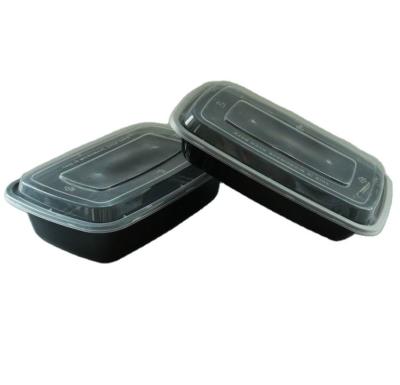 China Rectangle Black PP Microwavable Disposable Plastic Food Containers With Transparent Lids for sale