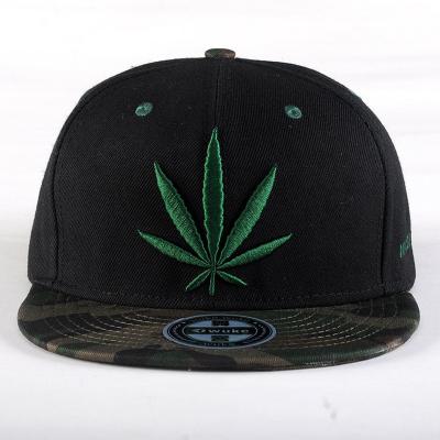 China Leaf Weed JOINT Snapback Hat Embroidered Bill Men Flat Baseball Hat for sale