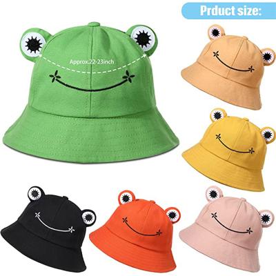 China Picture Factory Custom Design Cute Adults Children Kids Summer Sun Hat Frog Bucket Hats for sale