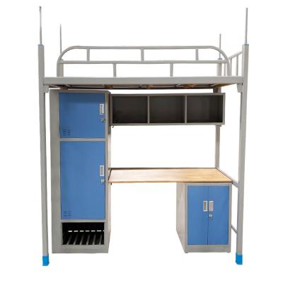 China Contemporary Dorm Kids Student Metal Loft Bunk Bed with Desk and Wardrobe for sale