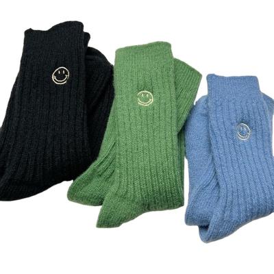 China Other Winter Warm Thickened Socks Autumn Socks Smiley Face Pattern Double-needle Woolen Socks for sale