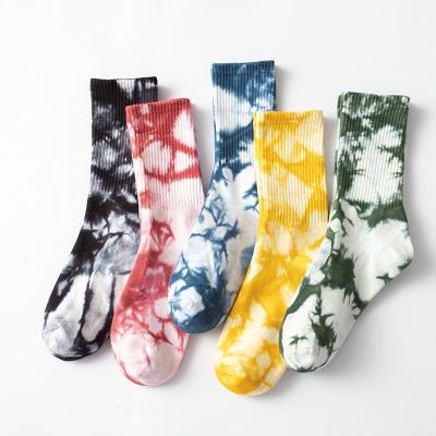 China Breathable high quality tie-dye thump supple couple fashion Hip-Pop Skateboard Socks. for sale