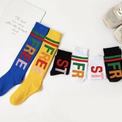 China Cotton Blends Soft Cute Alphabet Print Sock Casual Student Socks Calf Design Letter Print Stylish Half-Leg Sock for sale