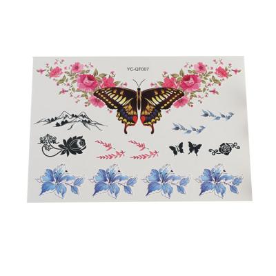 China Large Temporary Tattoo Sticker Abdomen Butterfly Belly Jewel Flower Tattoo Stickers for sale