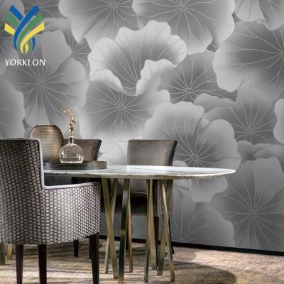 China YKEAX 070 blue silver flower wallpaper 3d flower wallpaper modern luxury beautiful wallpaper mural for wall for sale