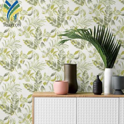 China YF-SR 2 Modern Nature Interior Home Decoration Green Leaves Wallpaper Rolls Floral Tropical Wallpaper for sale