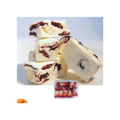 China Good Quality Low Sugar Cranberry Flavor Candy Cranberry Almond Nougat for sale