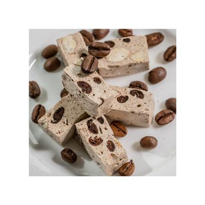 China Wholesale good quality low sugar semi-sweet nougat coffee almond sweet nougat for sale for sale