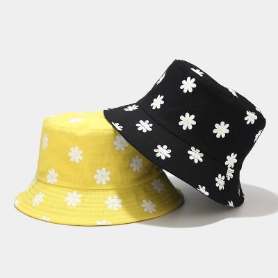 China Soft Comfy Sunflower Bucket Hat Beach Sun Hats For Women Teens Girls Double-Side-Wear Reversible Bucket Hat for sale