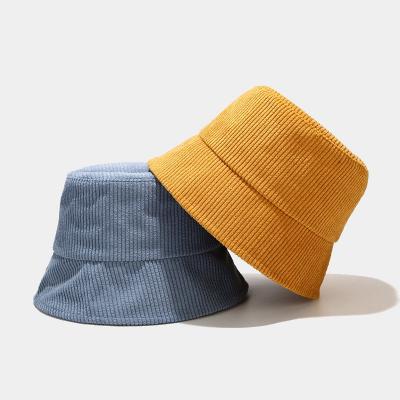 China Woman Fashion Teenager Winter Fisherman Bucket Hats Khaki Corduroy Soft Comfortable Student Bucket Hat for sale