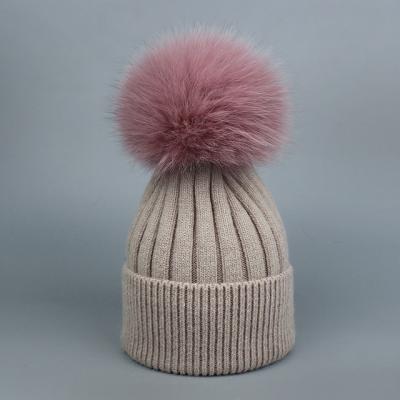 China COMMON Adult Child Autumn Warm Knit Hats Cute Winter Warm Hat With Big Ball for sale