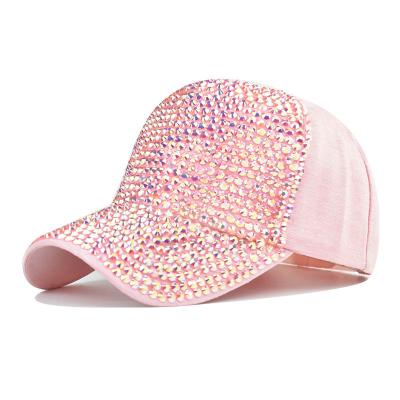 China 2022 JOINT Bling Women Studded Rhinestone Crystals Baseball Hat Plain Sparkle Bling Denim Adjustable Sun Hat for sale