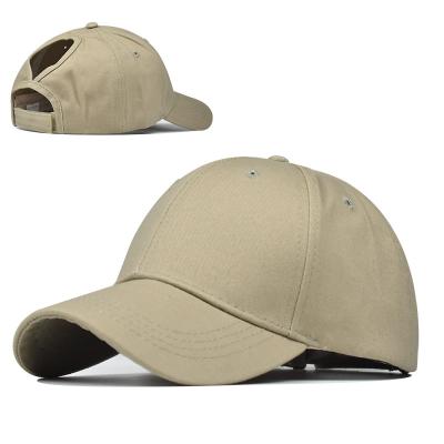 China Wholesaler Women Sports White 6 Panel Ball Cap Ponytail Baseball Hat Waterproof Plain for sale