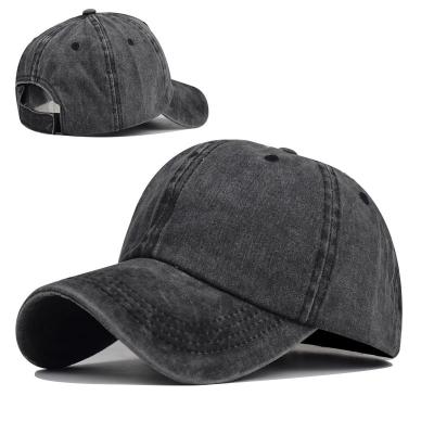 China Hot Sale Plain Black Baseball Hat Vintage Ponytail Hat Waterproof Sports Wash High Roll Baseball Hat for sale