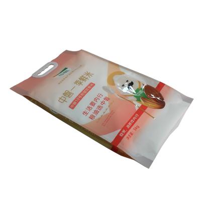 China Custom Printing Moisture Proof Laminated Plastic 1kg 2kg 5kg 10kg Flour Packaging Bag Vacuum Rice Packaging Bags With Handle for sale