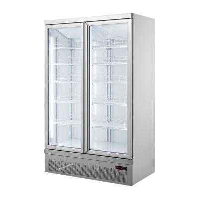 China Plug In Double Swing Upright Glass Door Fridge Drinks Display Fridge For Supermarket for sale