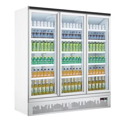 China Triple Glass Door Fridge Reach In Beverage Cooler Merchandiser With Led Lights for sale