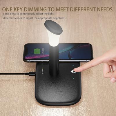 China Home Appliances New 5 In 1quick Phone Qi Wireless Desktop Charger With Night Sleep Lamp LED Touch Control Light for sale