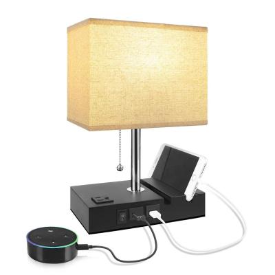 China Modern USB Table Lamp with 2 Useful USB Ports / Lamp One Outlet, USB Bedside, Suitable for Nightstand Lamp or Bedroom Lamp for sale