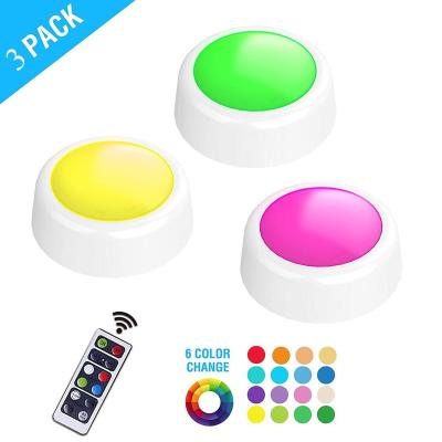 China Ressessed in 3PACK RGB wireless led rechargeable puck light for closet with remote for sale