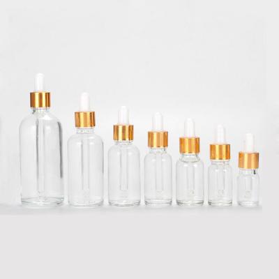 China Wholesale 5ml 10ml 15ml 25ml 30ml 50ml 100ml Cosmetic Skin Care Clear Dropper Essential Oil Glass Bottle for sale