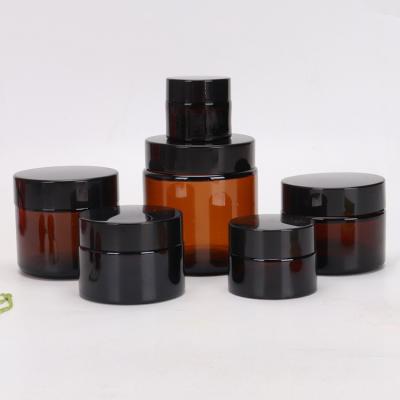 China Factory Price Skin Care Cream Jar 5ml10ml 15ml 20ml 30ml 50ml 60ml 100ml Amber Cosmetic Cream Face Glass for sale