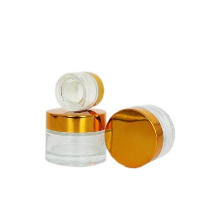 China Skin Care Cream Cosmetic Packaging 10ml 40ml 50ml Clear Glass Cream Jar With Metal Lid Hot Selling Product for sale