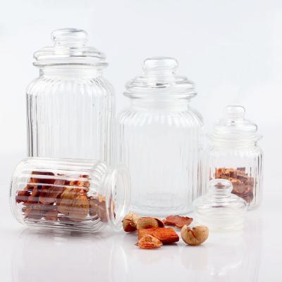 China Wholesale 230ml 350ml 950ml 1350ml Large Size Food Storage Jar Wide Mouth Glass Jar With Glass Cork for sale