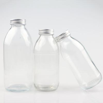 China High Quality Beverage Round Shape 300ml 350ml 500ml Beverage Glass Milk Bottle With Aluminum Lid for sale