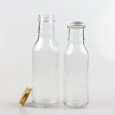 China Wholesale Empty Round Beverage 250ml 350ml Milk/Juice/Tea/Drinks Glass Bottle With Lid for sale