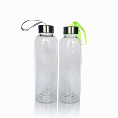 China Beverage 500ml High Borosilicate Glass Water Bottle With Cap for sale