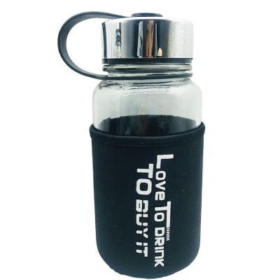 China Wholesale Beverage 750ml Glass Water Bottle With Sleeve for sale