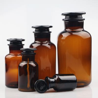 China Medical Laboratory Glassware Amber Glass Factory Wide Mouth Reagent Bottle for sale