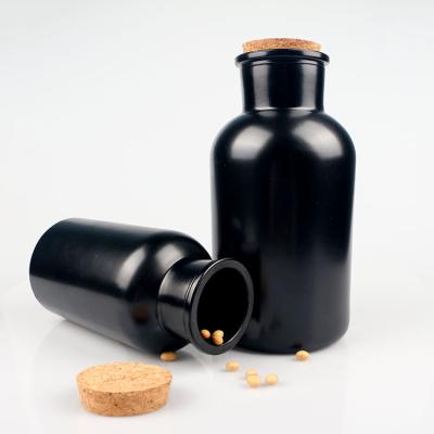 China High Quality Chemical Matt Black 250ml 500ml Glass Reagent Bottle With Cork Glass Cap for sale