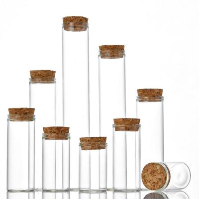 China Mini High Quality Small Pill Small Empty Glass Tube Jars With Wooden Cork for sale