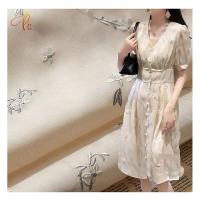 China Smart Silk Georgette Embroidered Fabrics For Clothing Fabric Suppliers 100% Breathable Polyester Chiffon Fabric for sale