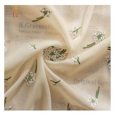 China High fashion breathable 100% polyester fabric chiffon georgette embroidery fabric for women dress clothing for sale