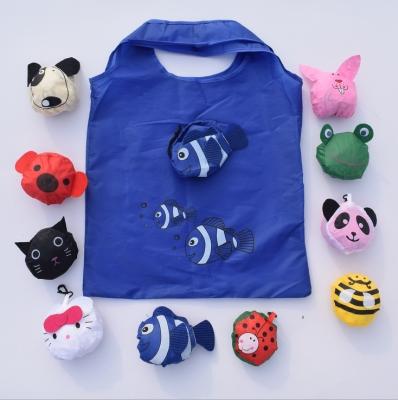 China 100% Promotional Reusable Cartoon Polyester Shopping Bags Foldable Tote Bags Custom Logos Eco-friendly for sale