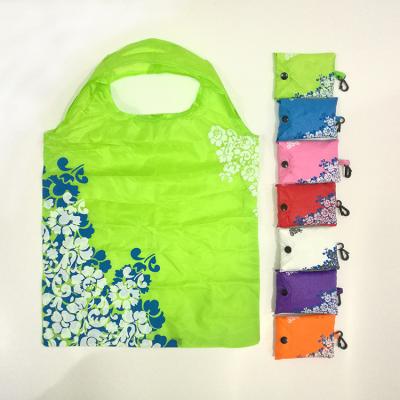 China Custom Washable Recycle Collapsible Shopping Bag 190T Polyester Folding Tote Bag for sale