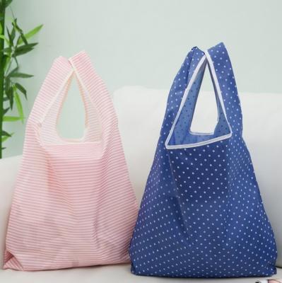 China Eco-friendly 100% Polyester Nylon Reusable Shopping Tote Bag Tote Reusable Foldable Grocery Bag for sale