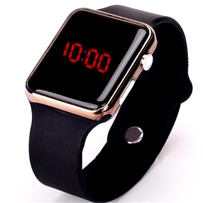 China New Day/Date Red LED Square Mirror Face Silicone Band Digital Watch Other Watch Electronics Sport WristWatch$ for sale