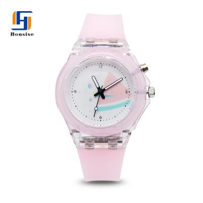 China Chronograph Kids Wrist Watch Flashing Light Custom Silicone Luminous Kids Watch for sale