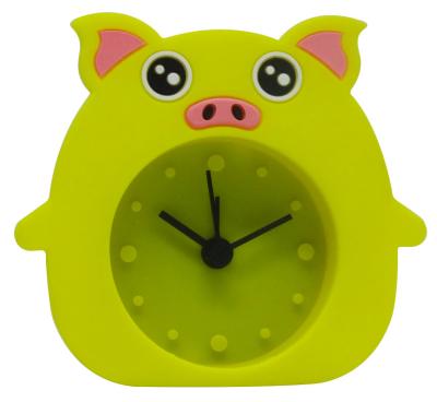 China Antique Style Silicone With Small Size Analog Design Mini Pig Shape Clock for sale