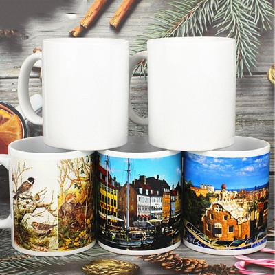 China Viable LOGO Custom Design 11oz Sublimation Coated Thermal Transfer White Ceramic Mug Creative Advertising Gifts for sale