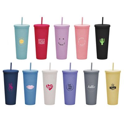 China New Sustainable Release 710ml Diamond Glitter Durian Colorful Tumbler Cups Studded Tumbler With Lid Straw for sale